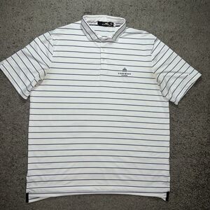 RLX Ralph Lauren Golf Polo Shirt Mens XL  White Stripe Wicking Stretch
